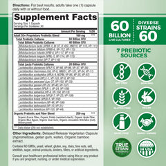 Vital Planet Vital Flora 60B CFU bottle label promotes diverse gut balance.