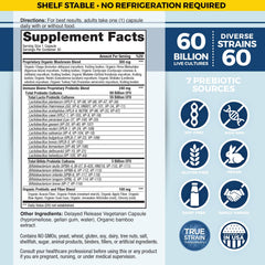 Vital Planet Vital Flora Immune label close-up emphasizing 60 strains and 60B CFU.