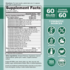 Vital Planet Vital Flora Men 55+ bottle highlights 60B CFU potency for gut health.