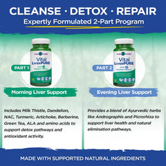 Vital LiverPure ingredients overview featuring milk thistle, dandelion, and NAC