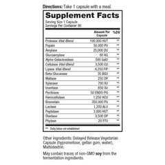 Vital Planet Vital Pro Naturals capsules closeup highlighting 22 enzymes for digestion support.
