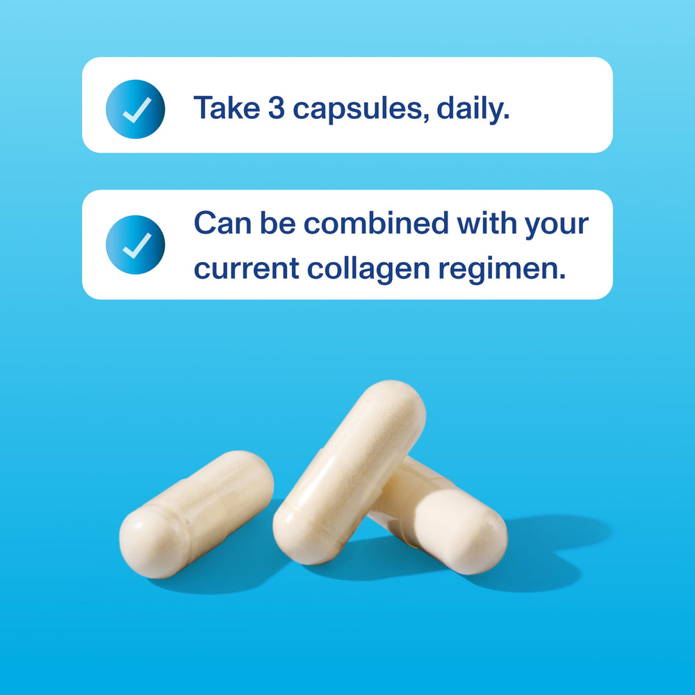 Vital Proteins colostrum capsule image emphasizing 30 servings per bottle