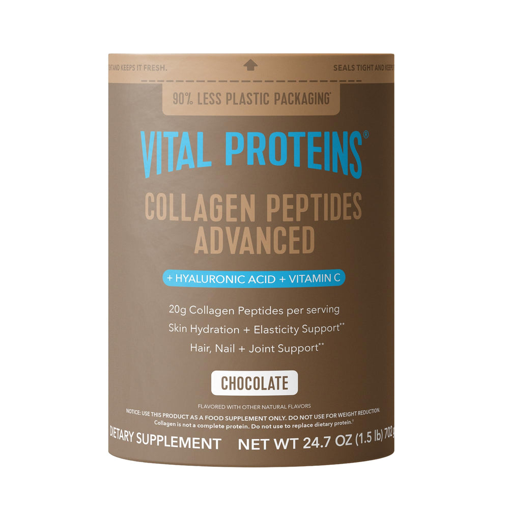 Vital Proteins Collagen Peptides Advanced chocolate bottle for convenient daily supplementation