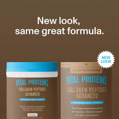 Vital Proteins chocolate powder scoop beside the jar for quick servings