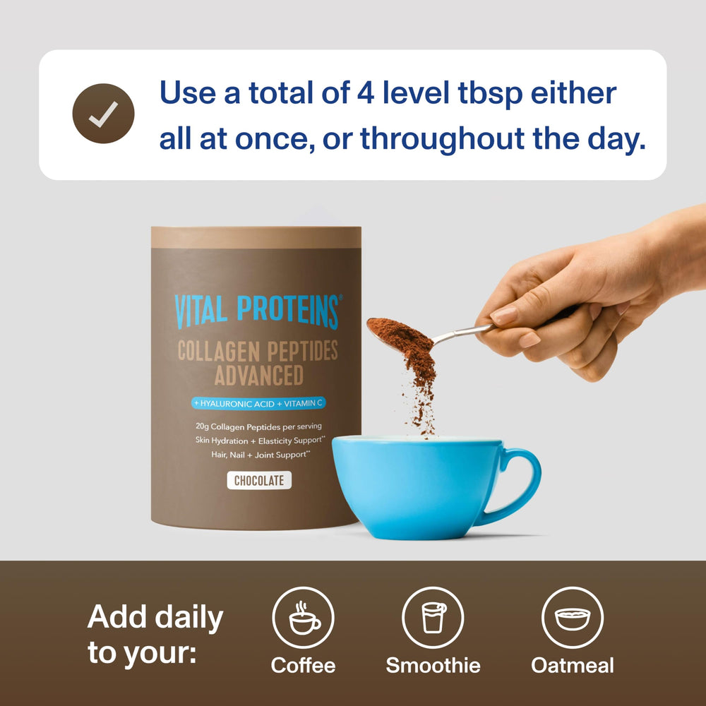 Chocolate collagen in a smoothie glass demonstrates versatile beverage use