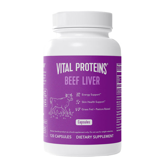 Vital Proteins grass-fed beef liver capsules bottle for daily vitality