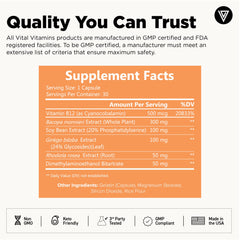 Ginkgo Biloba capsules from Vital Vitamins for memory support.