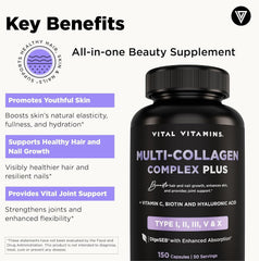 Vital Vitamins Multi Collagen Plus capsules in hand suggest an easy daily wellness ritual.