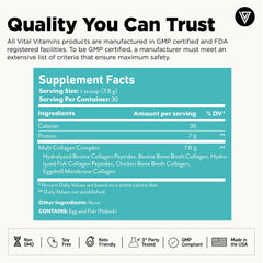 Vital Vitamins packaging with non-GMO and soy-free certification badge.