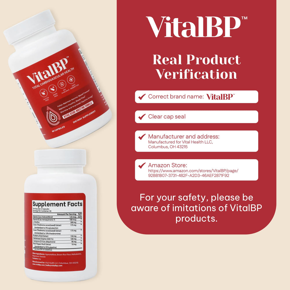 VitalBP capsules close up showing easy to swallow daily supplement