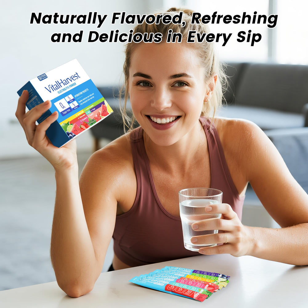 VitalHarvest Grape hydration powder helps prevent fatigue during extended activities.