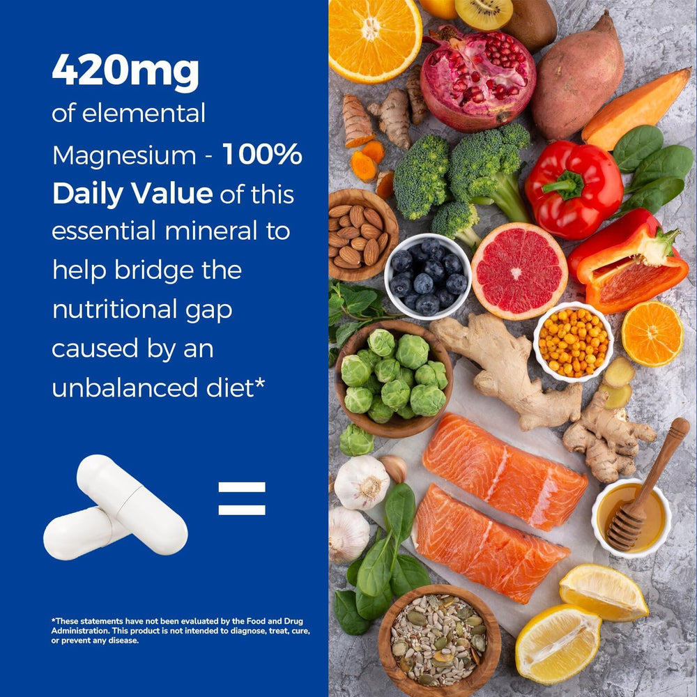 Vitalibre magnesium supplement label showing 10 types, a convenient all-in-one daily option.