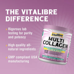 Vitalibre collagen powder blended into a smoothie for a neutral protein supplement.