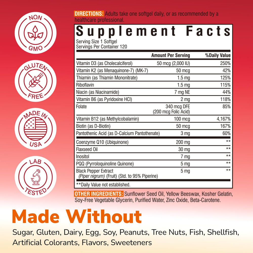 Vitalibre CoQ10 with D3 and K2 on label for bone and immune support