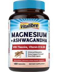 Vitalibre Magnesium Complex bottle front with vegan capsules for calm focus