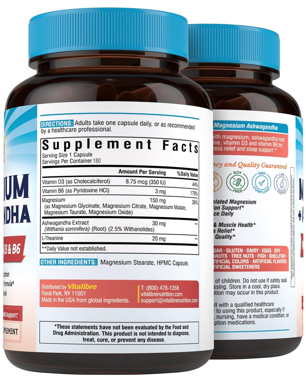 Gluten free vegan capsules packaging for Vitalibre Magnesium Complex