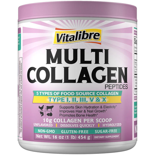 Vitalibre Multi Collagen packaging on shelf for convenient daily use.