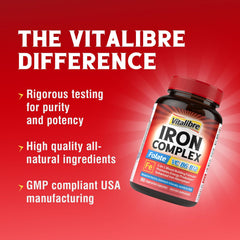 Vitalibre USA-made GMP seal visible on the bottle, assuring quality control.