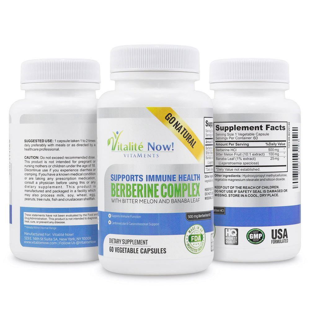 Vitalité Now bitter melon capsules for on-the-go weight management.