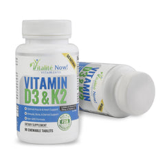 Vitalité Now D3K2 MK7 tablets close-up showing chewable format
