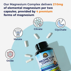 Vitalitown Magnesium Complex label detail emphasizes six forms for routine use