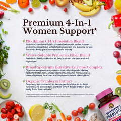 Vitalitown Probiotics for Women capsules in hand emphasizing convenient two-bottle pack.