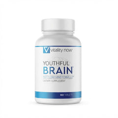 Vitality Now Youthful Brain bottle front showing compact packaging for daily brain support