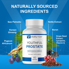 Vitality Now Youthful Prostate 2-pack packaging for convenient daily use.