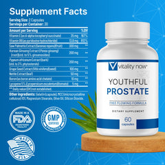Vitality Now Youthful Prostate panax ginseng capsules energizing daily routine.
