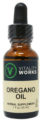 Vitality Works oregano oil bottle for versatile, natural flavoring and aroma enhancement.