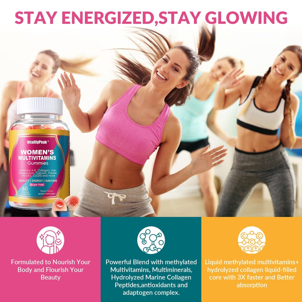 VitalityPeak methylated formula gummy bottle close-up highlighting absorption-friendly nutrients.