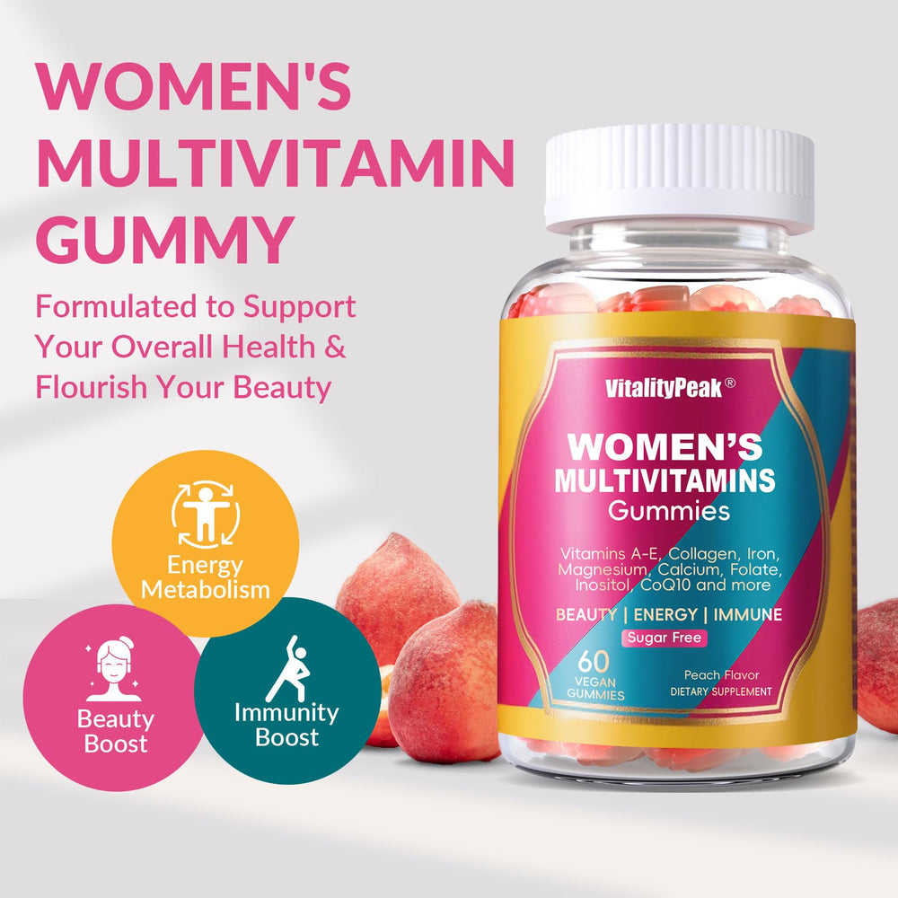VitalityPeak peach gummy texture close-up for a soft, flavorful wellness bite.