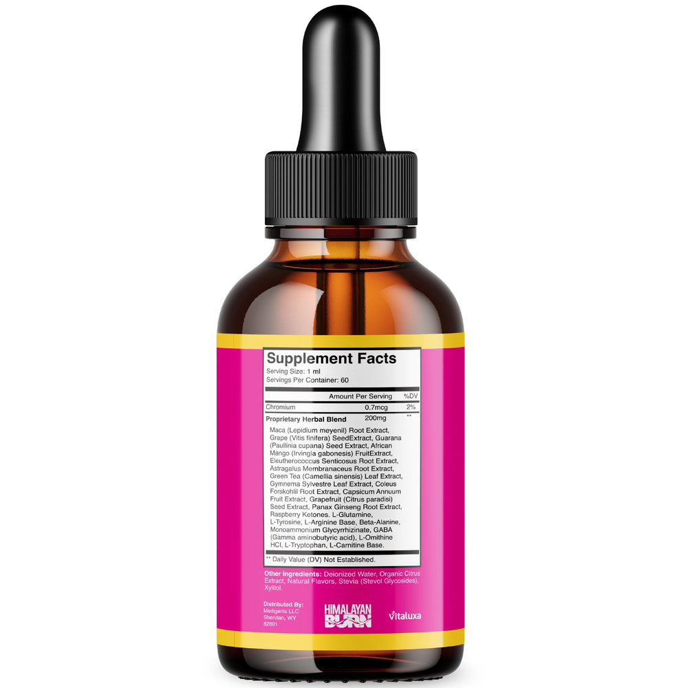 Vitaluxa Himalayan Burn Plus Drops pink salt color visual.