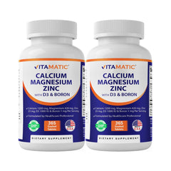 Vitamatic Calcium Magnesium Zinc D3 Boron bottle front shows essentials for daily wellness