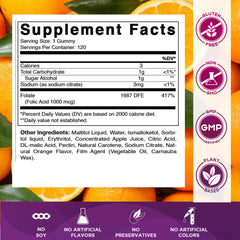 Vitamatic Folic Acid Gummies 1000 mcg bottle shown