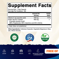 Vitamatic green tea extract capsules close-up for easy daily intake