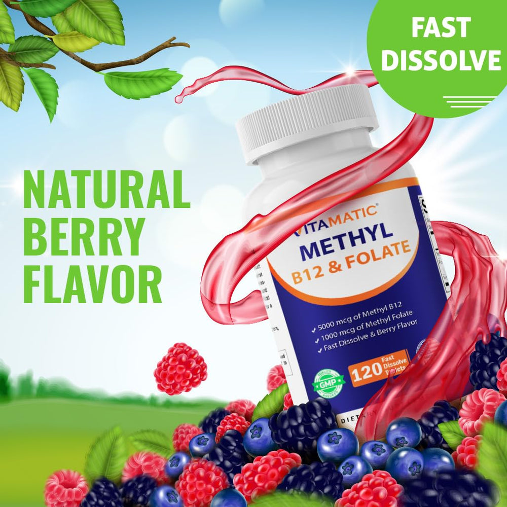 Vitamatic ingredient card highlighting 5-MTHF, B12, and P-5-P