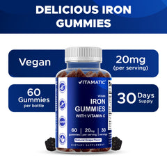Vitamatic Iron Gummies serving suggestion with Vitamin C boost.