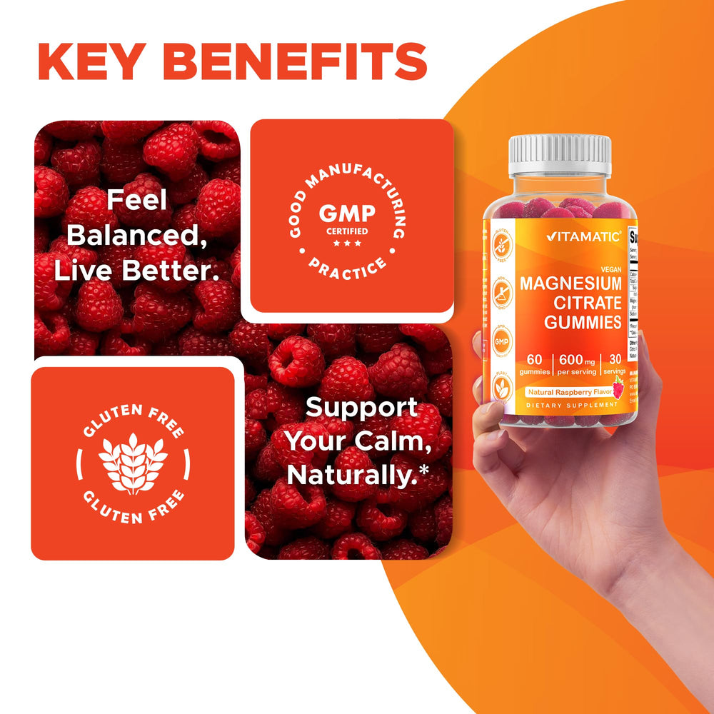 Vitamatic Magnesium Gummies pectin-based texture close-up