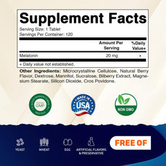 Vitamatic Melatonin 20mg bottle side view showing label design