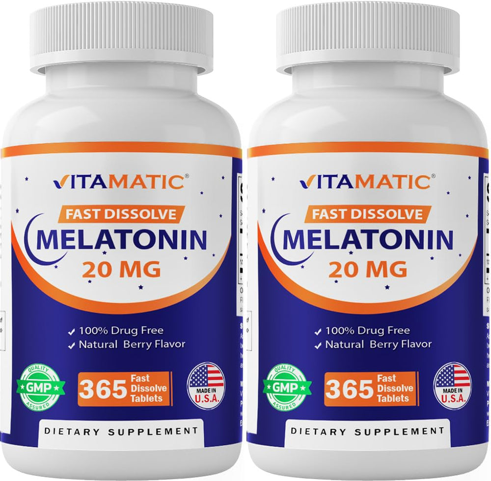 Vitamatic Melatonin 20 mg bottle front for sleep support