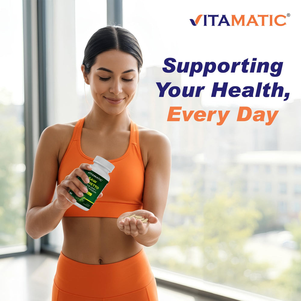 Vitamatic Saw Palmetto Extract nettle leaf icon indicating natural support