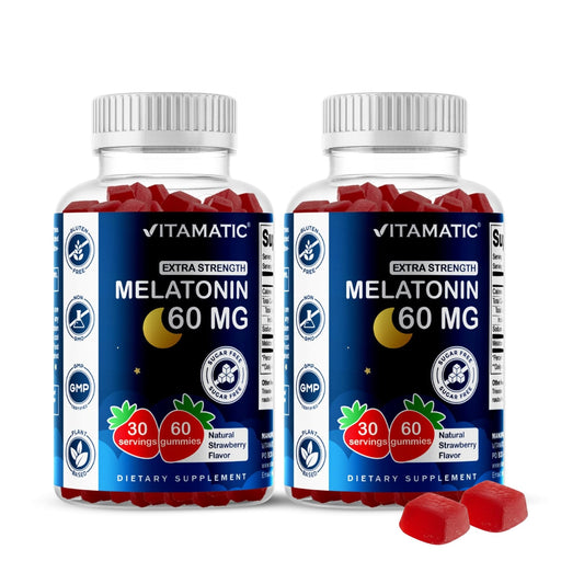 Vitamatic Sugar Free Melatonin gummies pack close-up for night routine