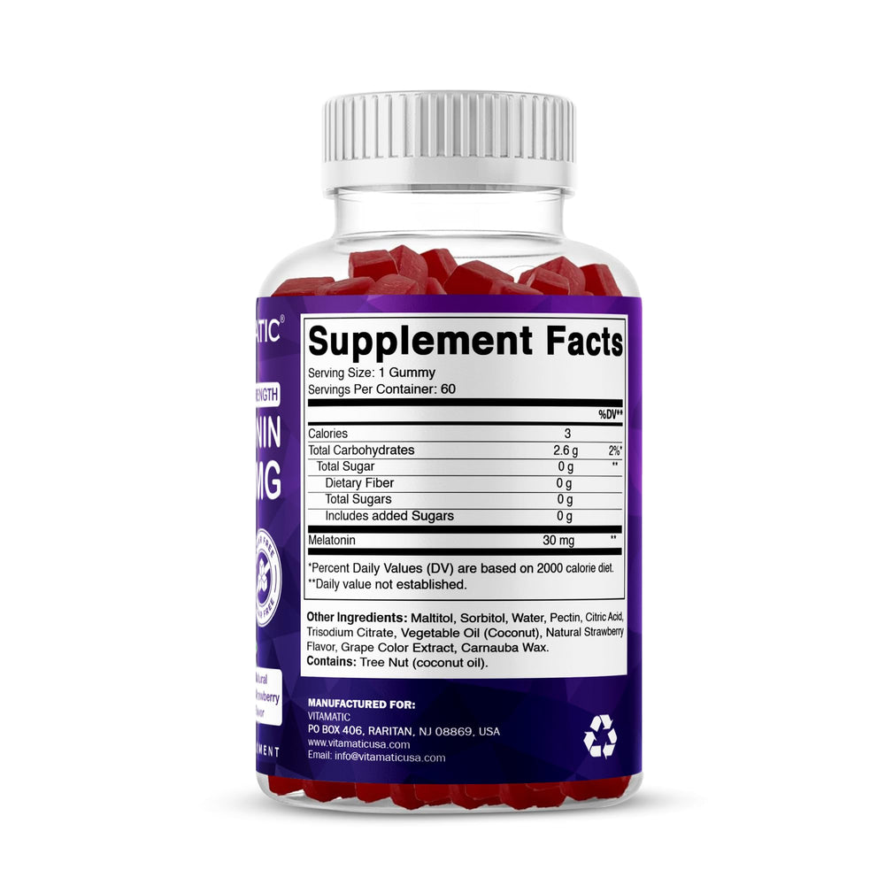 Vitamatic strawberry-flavored gummies inviting nightly routine.