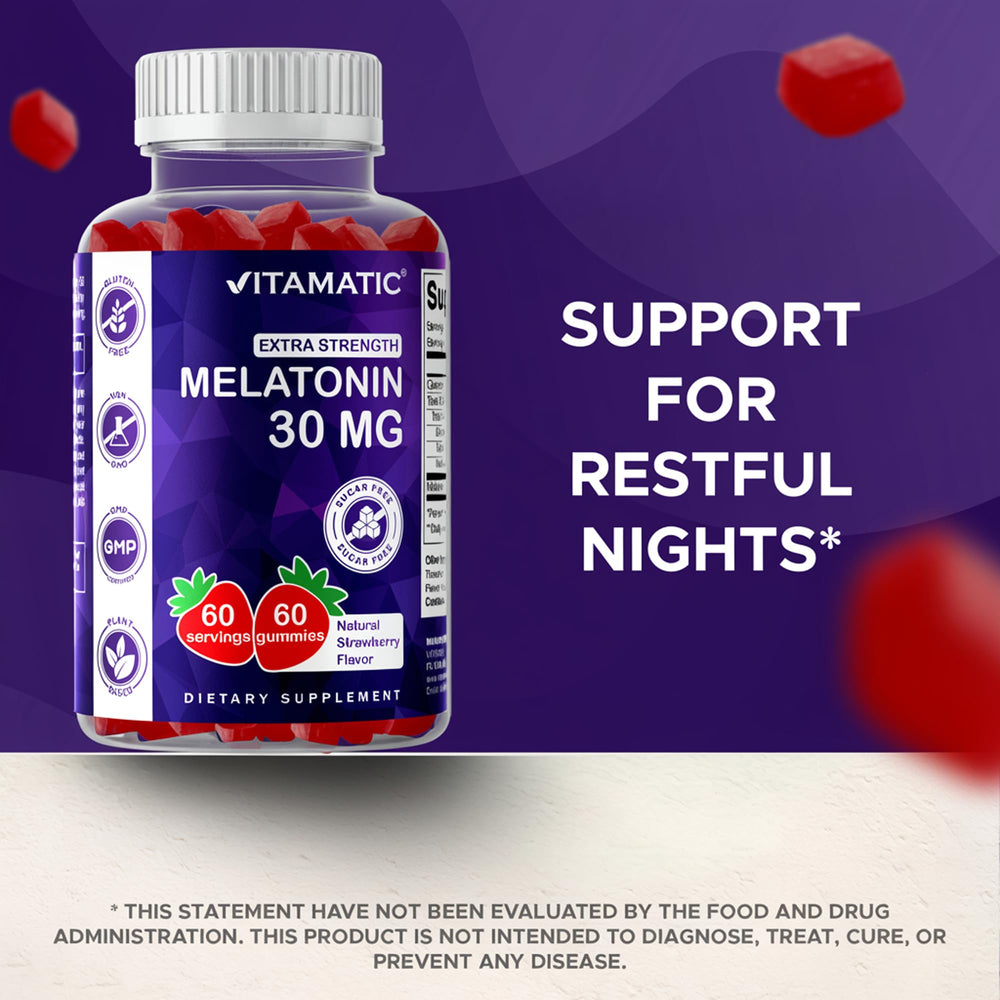 Vitamatic vegan-friendly gummies with pectin-based formula.
