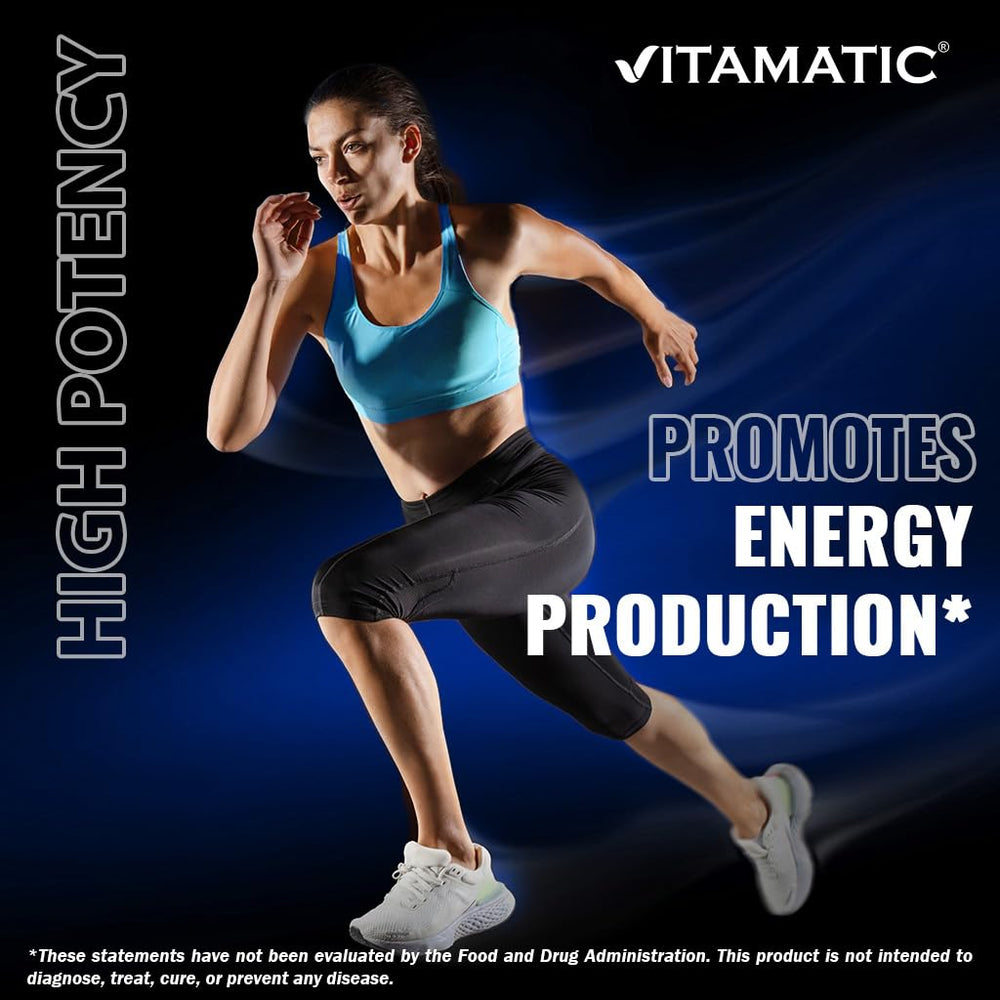 Vitamatic Vitamin B1 packaging USA indicating domestic production and GMP standards