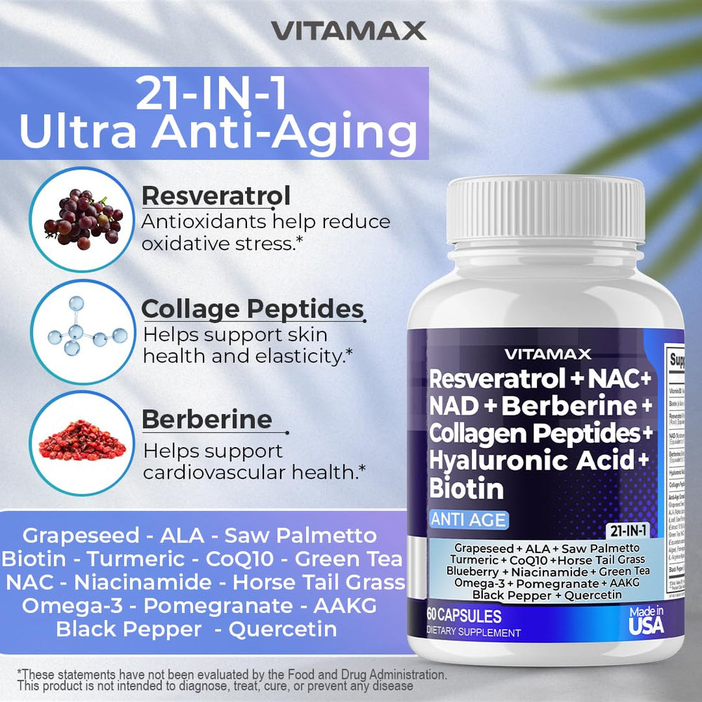 Vitamax ingredients label spotlights polyphenol-rich formula.