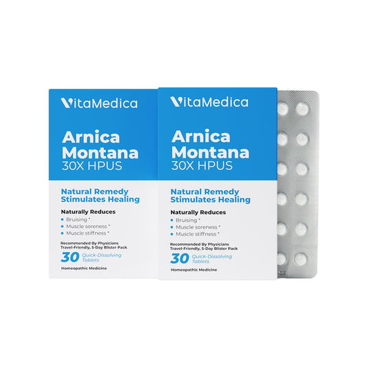 VitaMedica Arnica Montana blister-pack front showing branding for convenient use