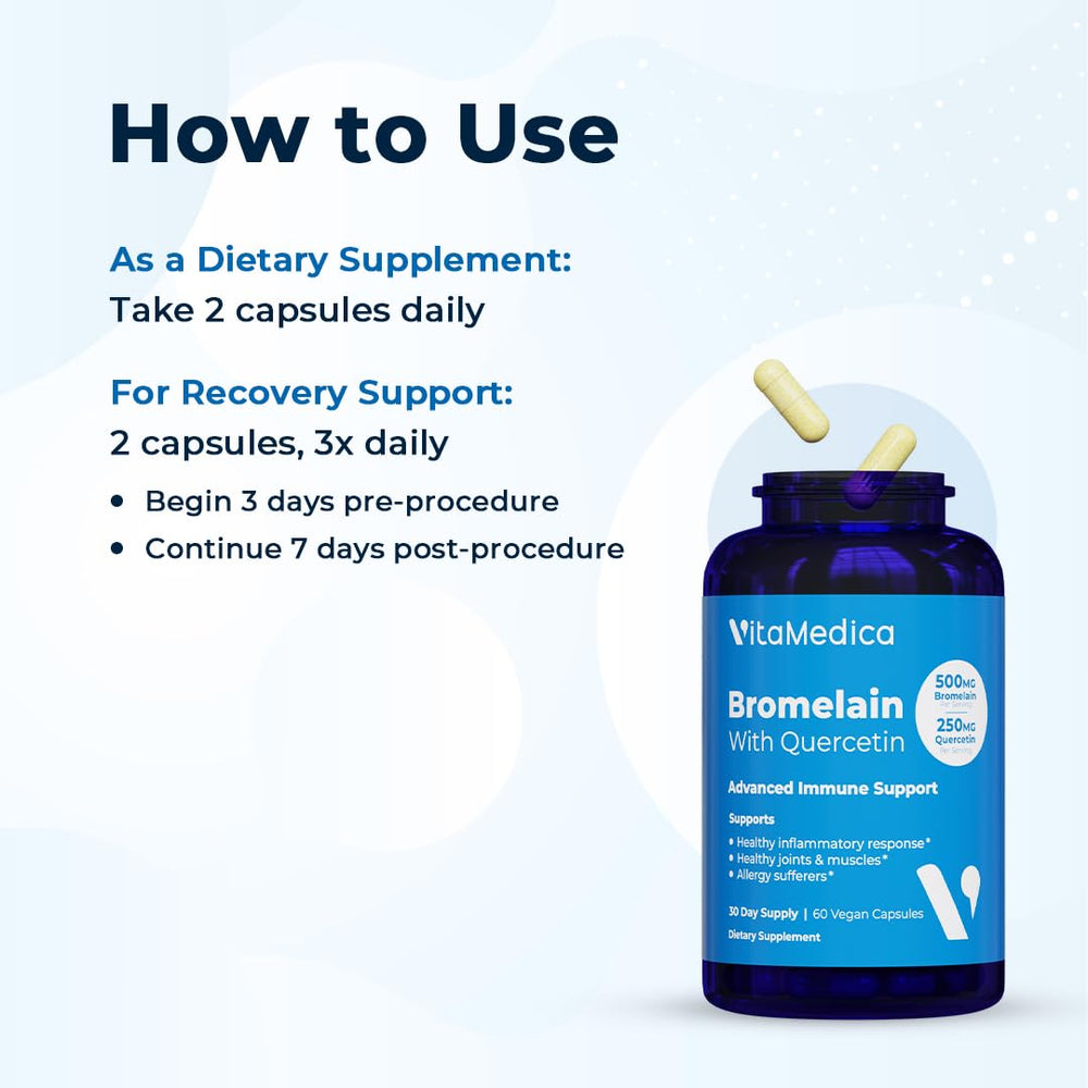 VitaMedica ingredient detail highlighting pineapple-derived bromelain and quercetin.