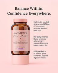 Vitamin Bounty Women's Pro-Daily Probiotic bottle side showing packaging details.